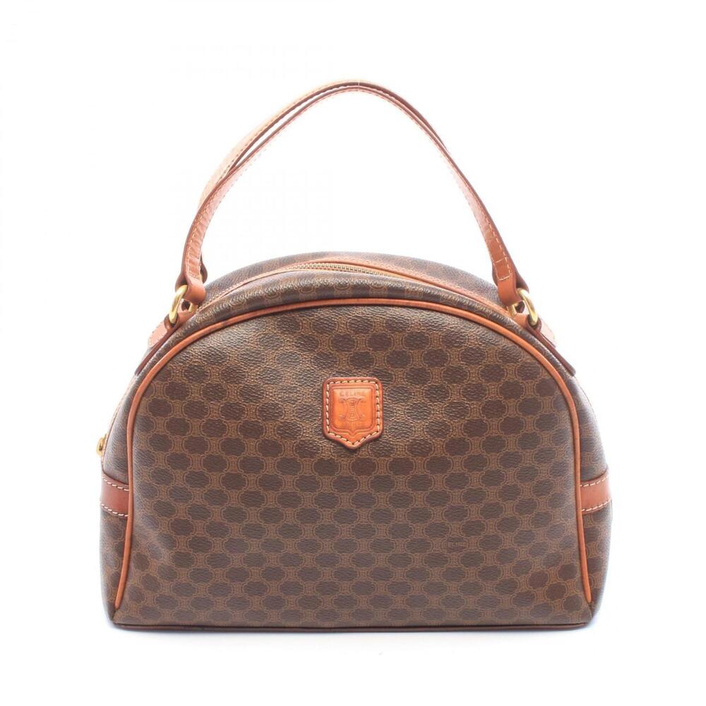 Celine Macadam Handbag, Coated Canvas Leather, Women's, Brown